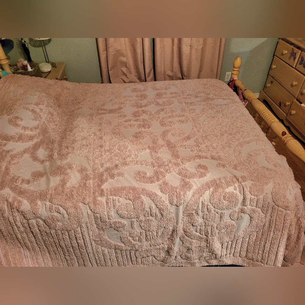 Boho Cotton Bedspread.  Dusty Pink